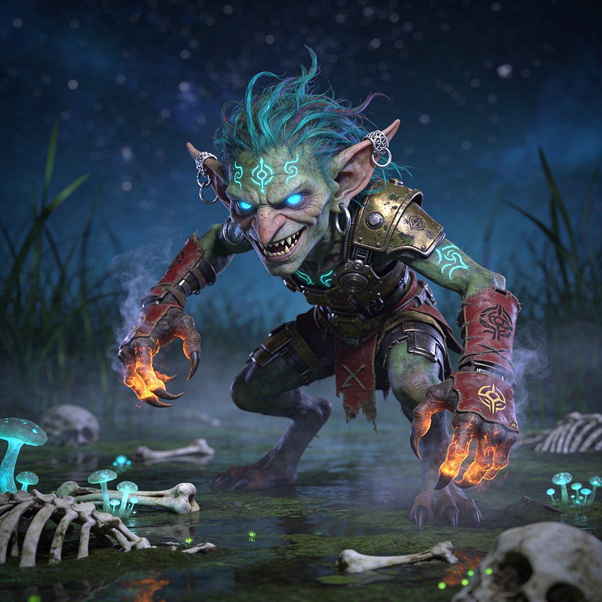 Glowing Goblin Shaman in Swamp - AI image template preview