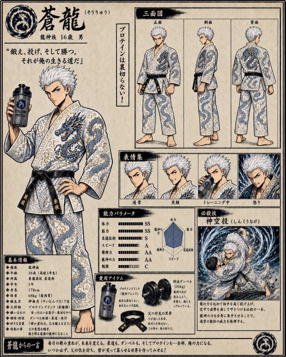 Fantasy Judo Anime Character Sheet - AI image template preview