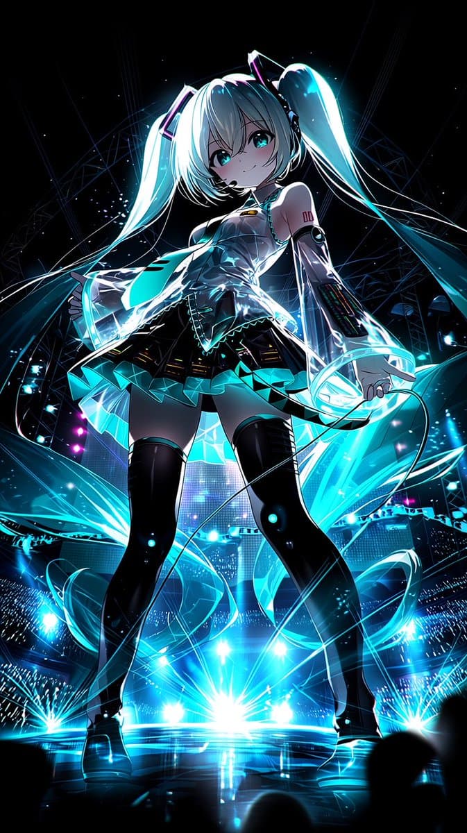 Neon Virtual Idol Concert - AI image template preview