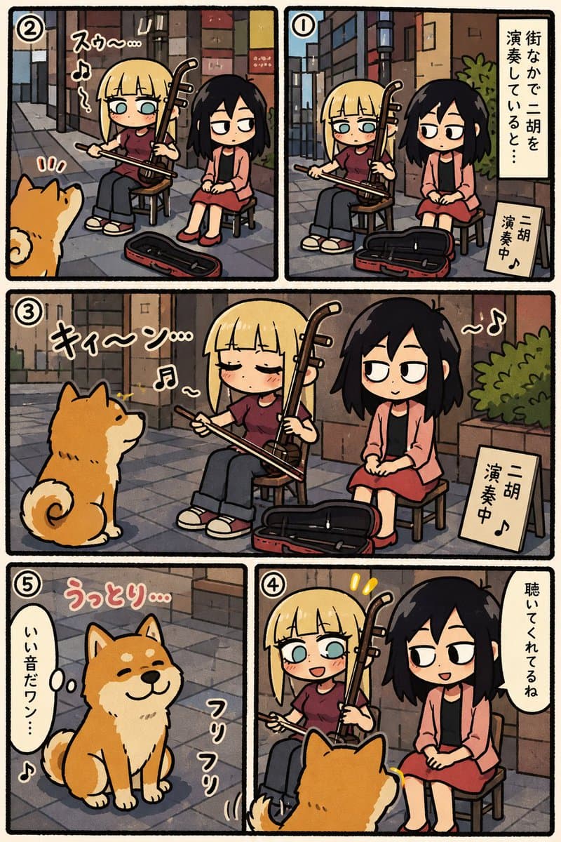 Chibi Erhu Street Performance Manga - AI image template preview