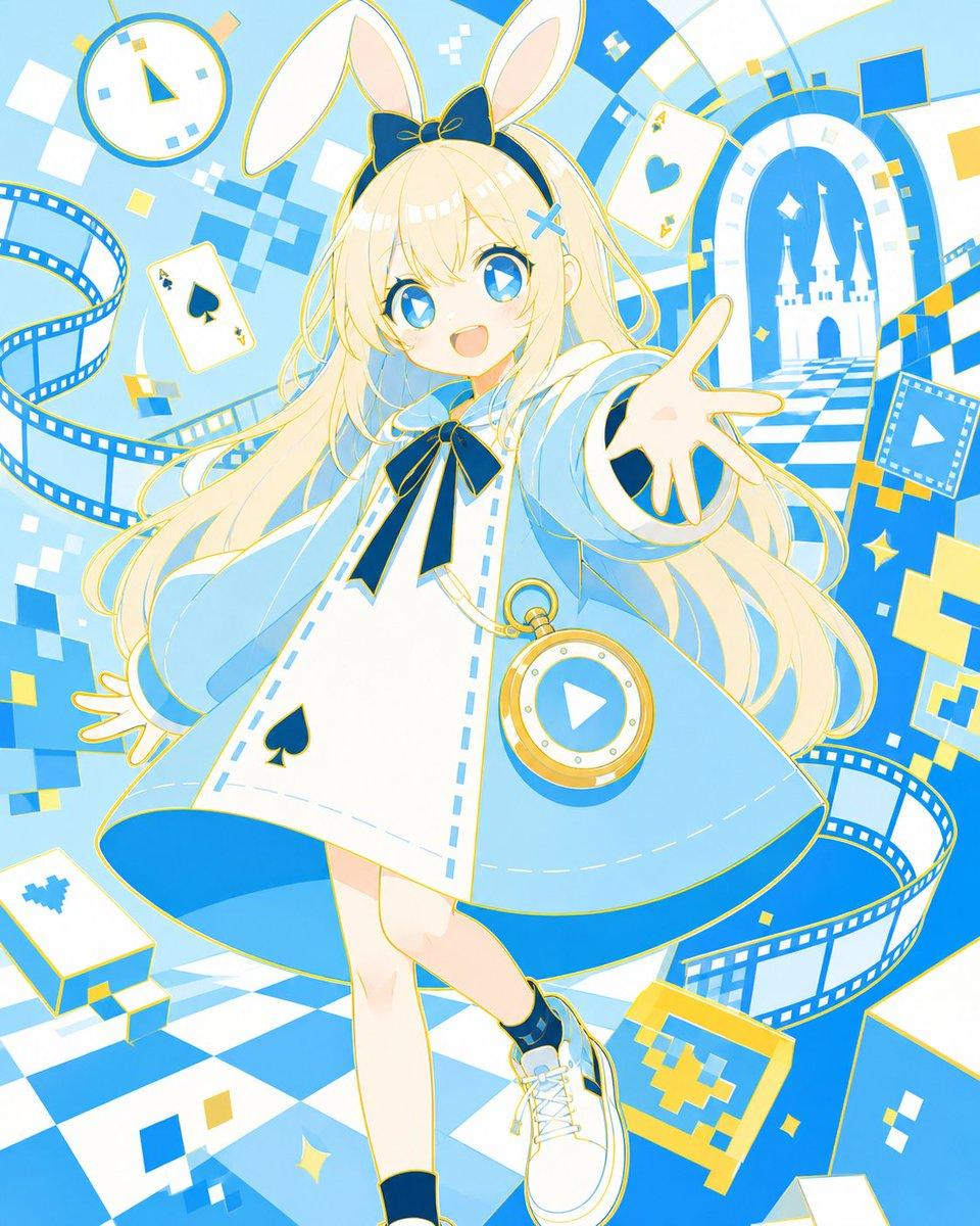 Neo Alice Video Wonderland Anime Poster - AI image template preview