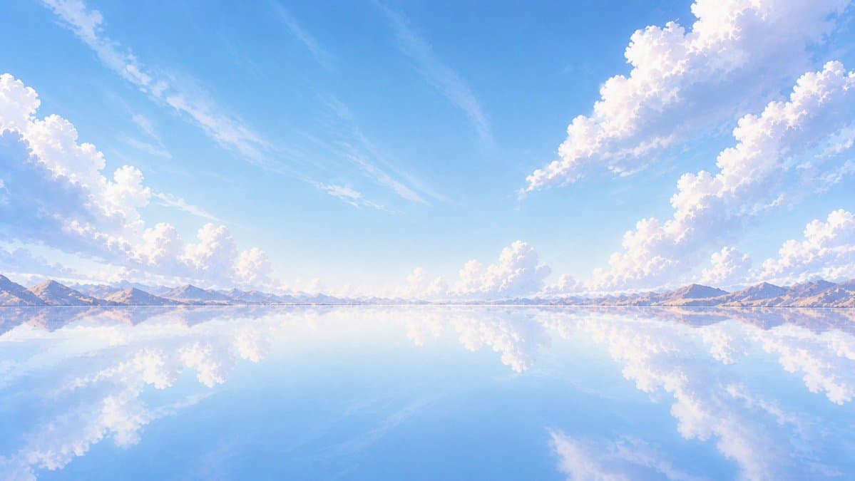 Anime Mirror Lake Sky Background - AI image template preview
