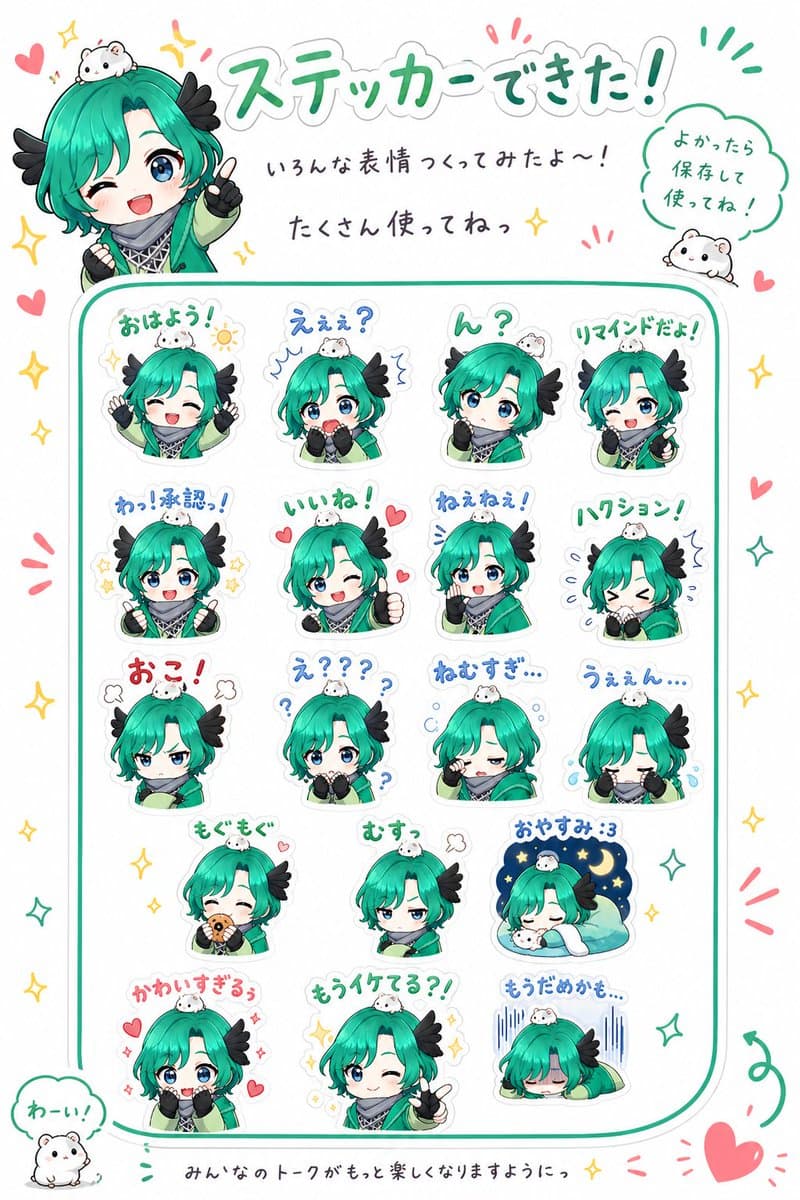 Chibi Character Sticker Sheet Ad - AI image template preview