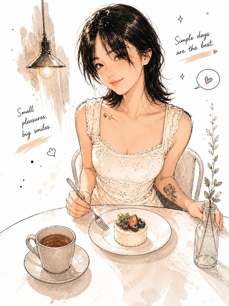 Minimalist Watercolor Cafe Illustration - AI image template preview