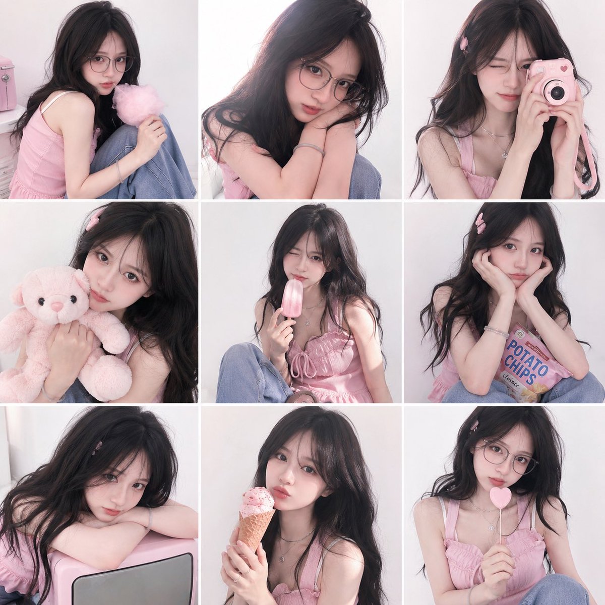 Dreamy Y2K Soft Girl Magazine Grid - AI image template preview