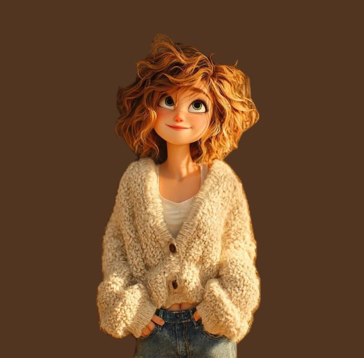 Pixar Style Curly Haired Girl - AI image template preview