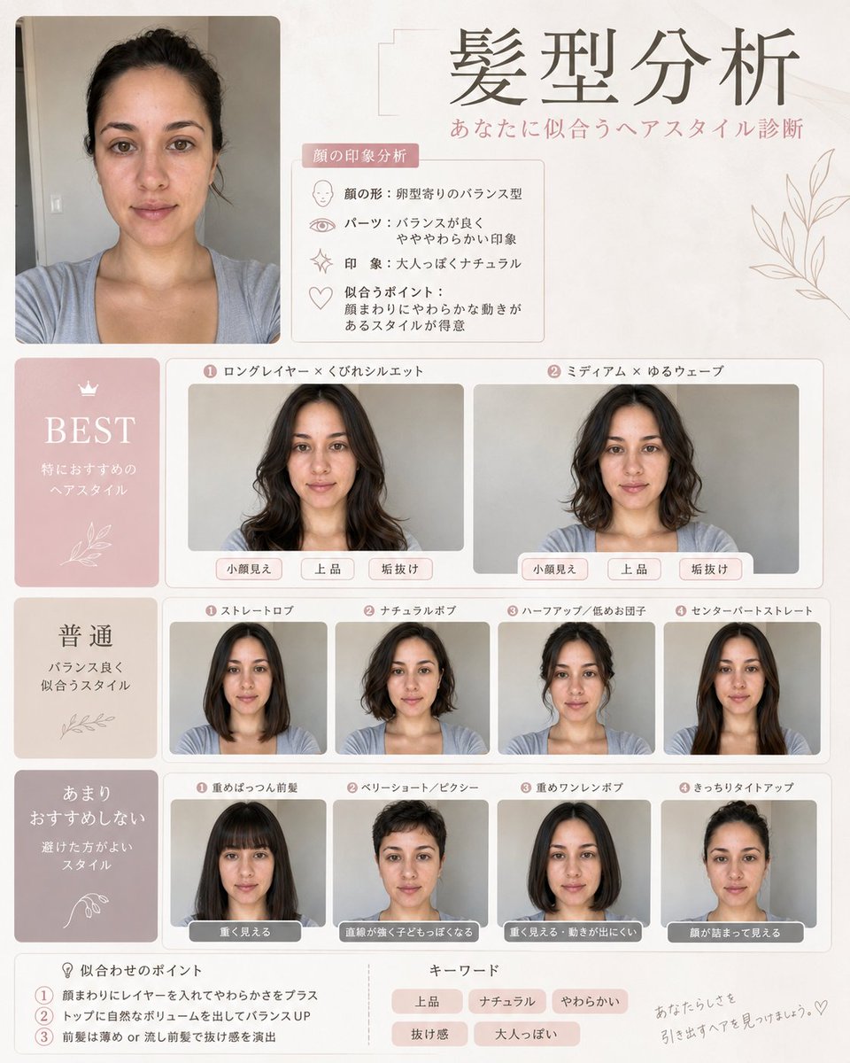 Professional Hairstyle and Makeup Analysis Guide - AI image template preview