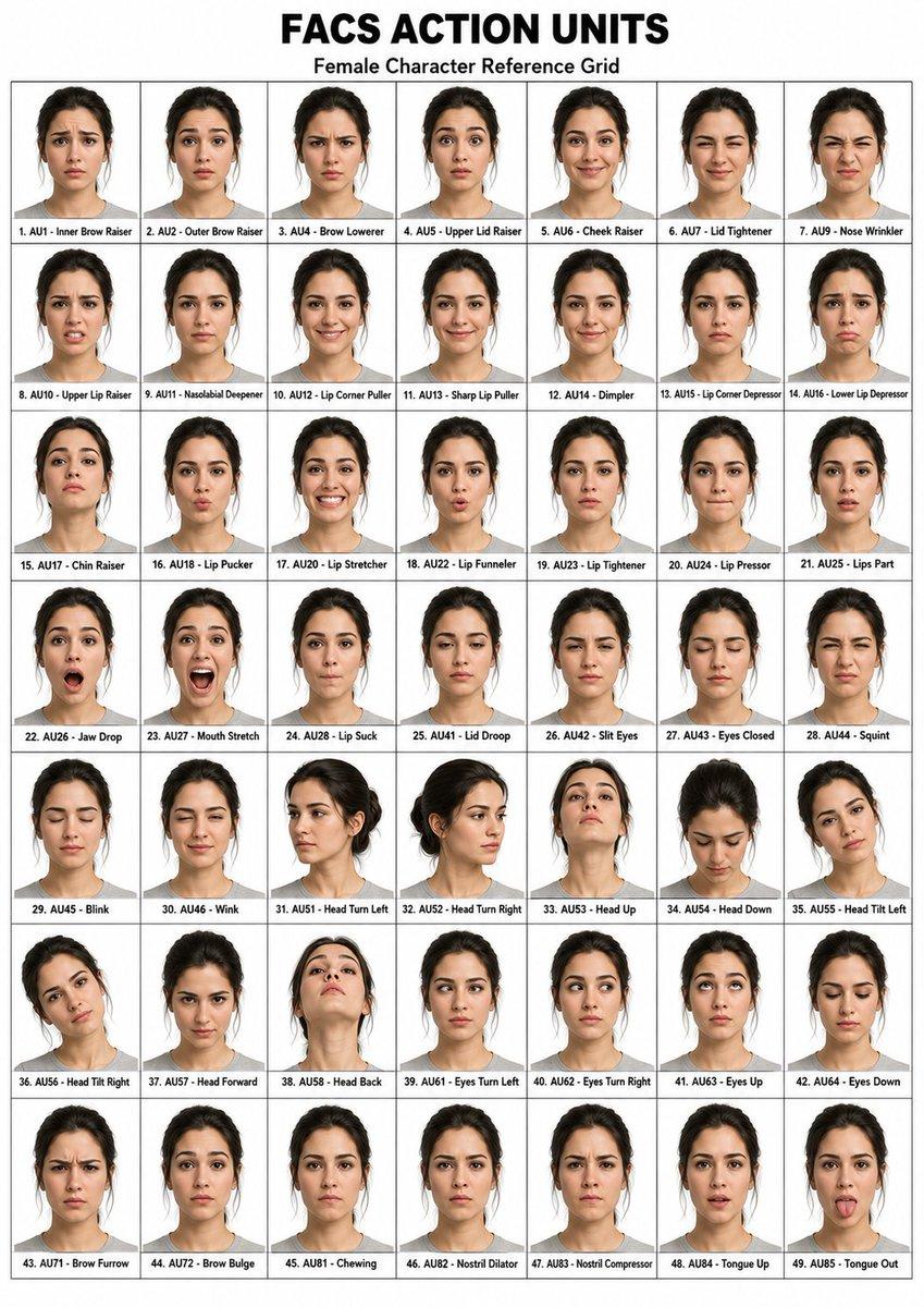 FACS Action Units Reference Grid - AI image template preview