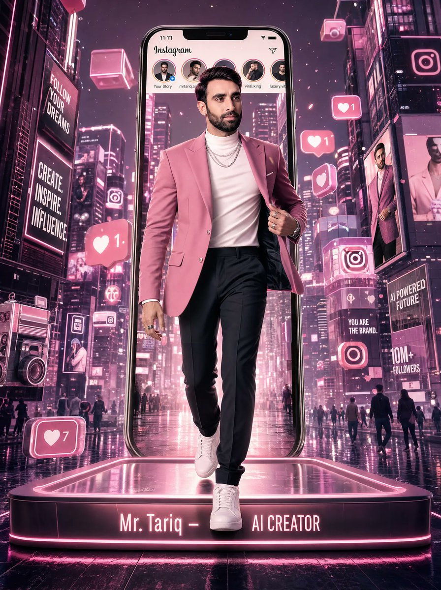 Neon Instagram AI Creator Poster - AI image template preview