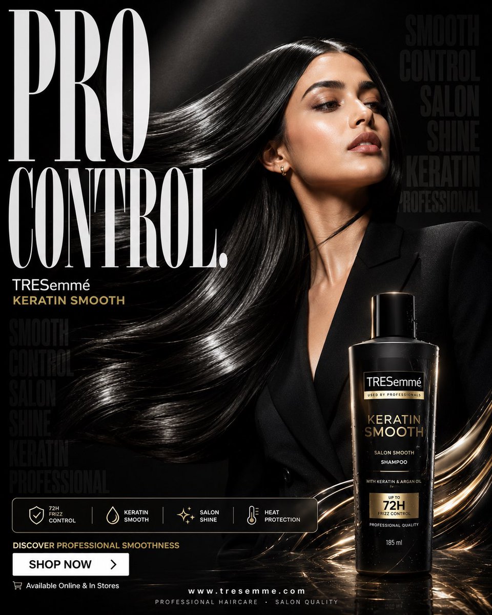 Luxury Keratin Shampoo Ad - AI image template preview