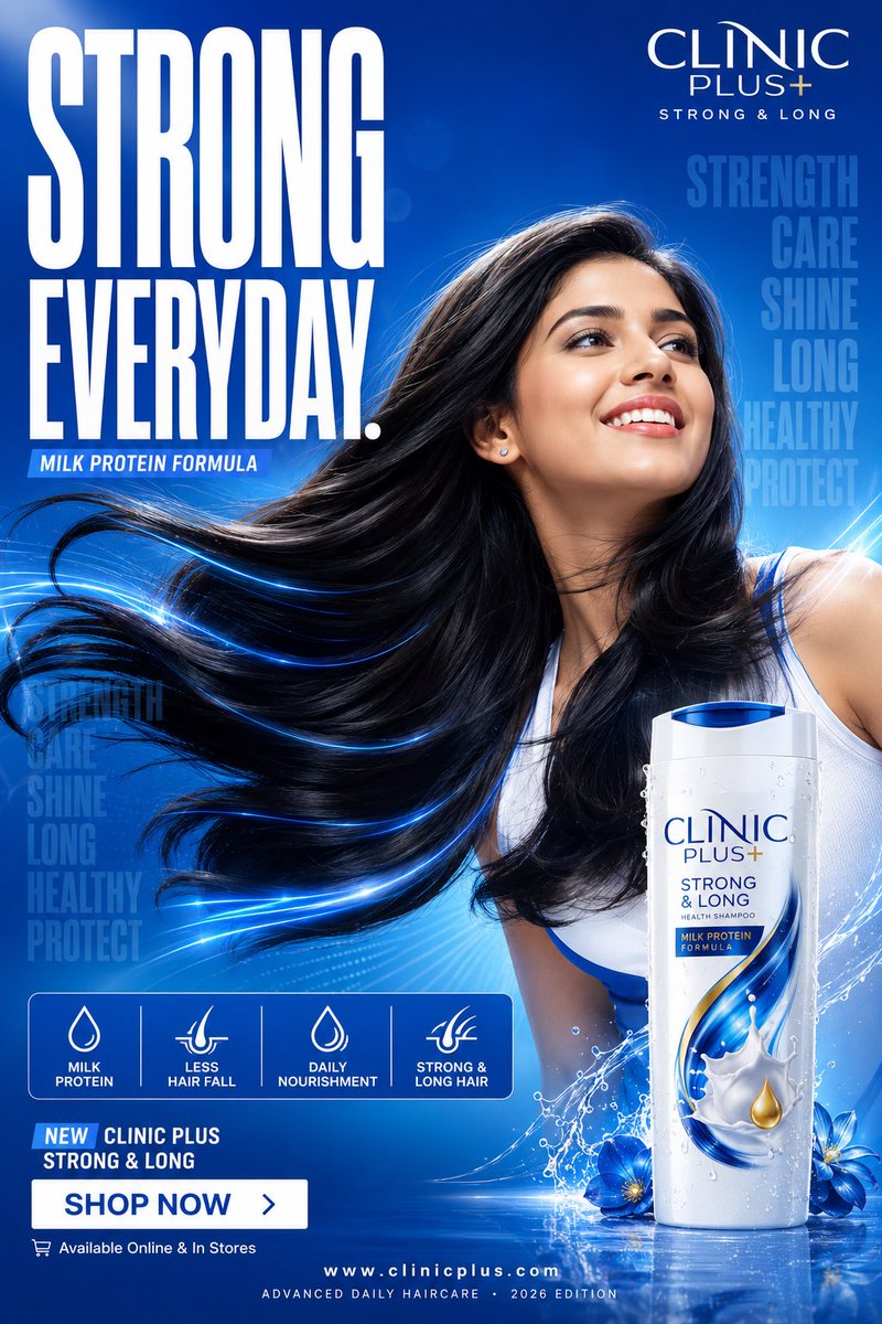 Clinic Plus Strong Hair Ad - AI image template preview