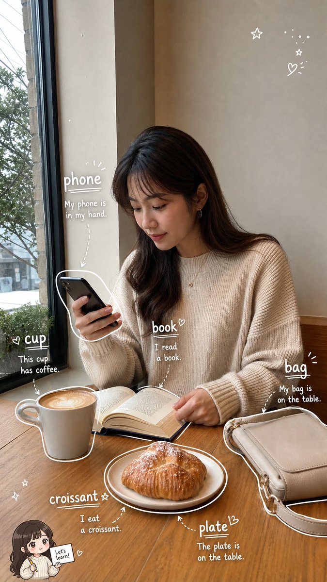 Cafe English Vocabulary Journal - AI image template preview