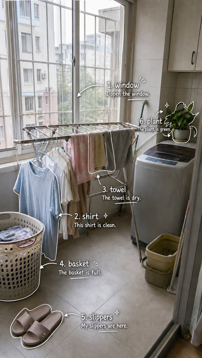 Laundry Balcony Vocabulary Journal - AI image template preview