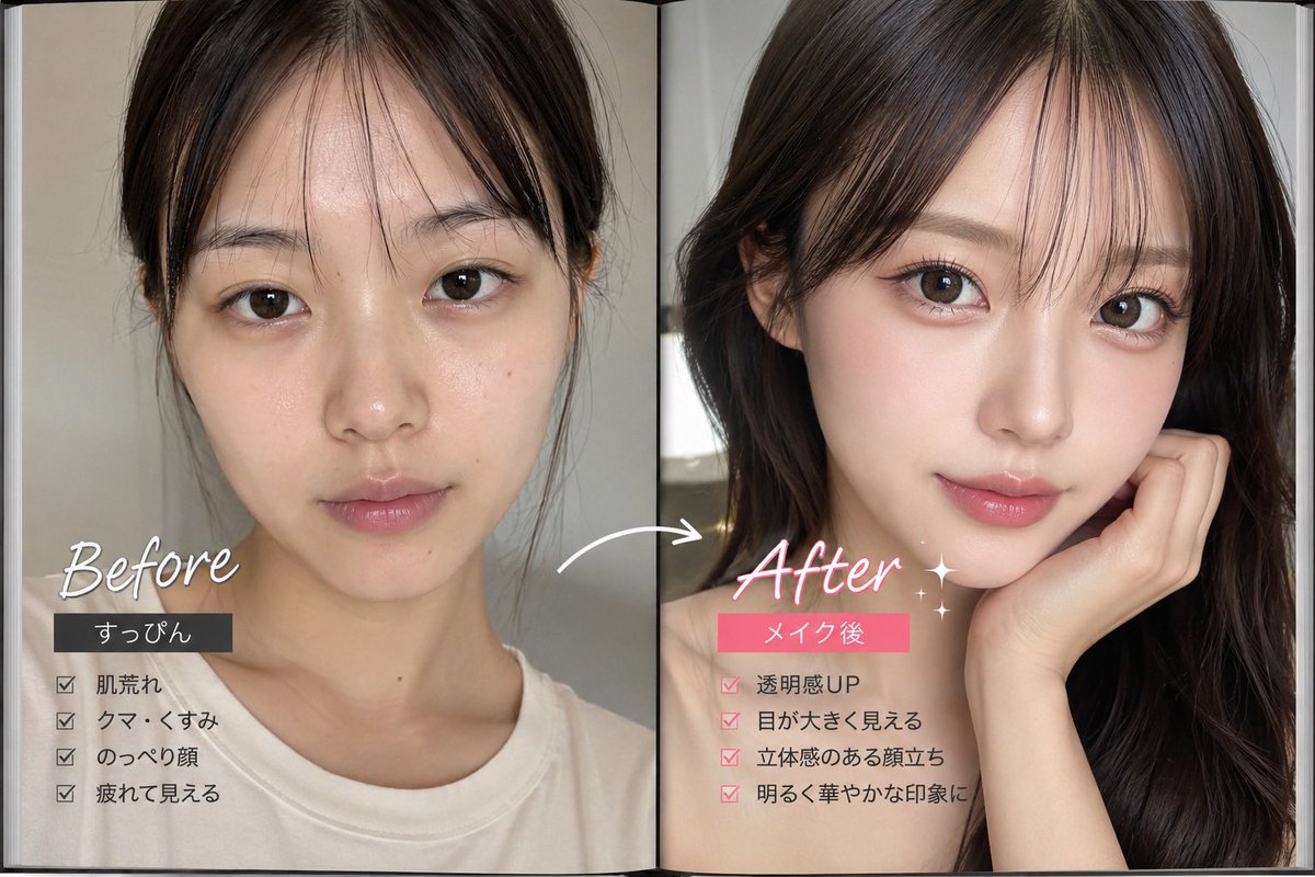 Makeup Before After Magazine Spread - AI image template preview