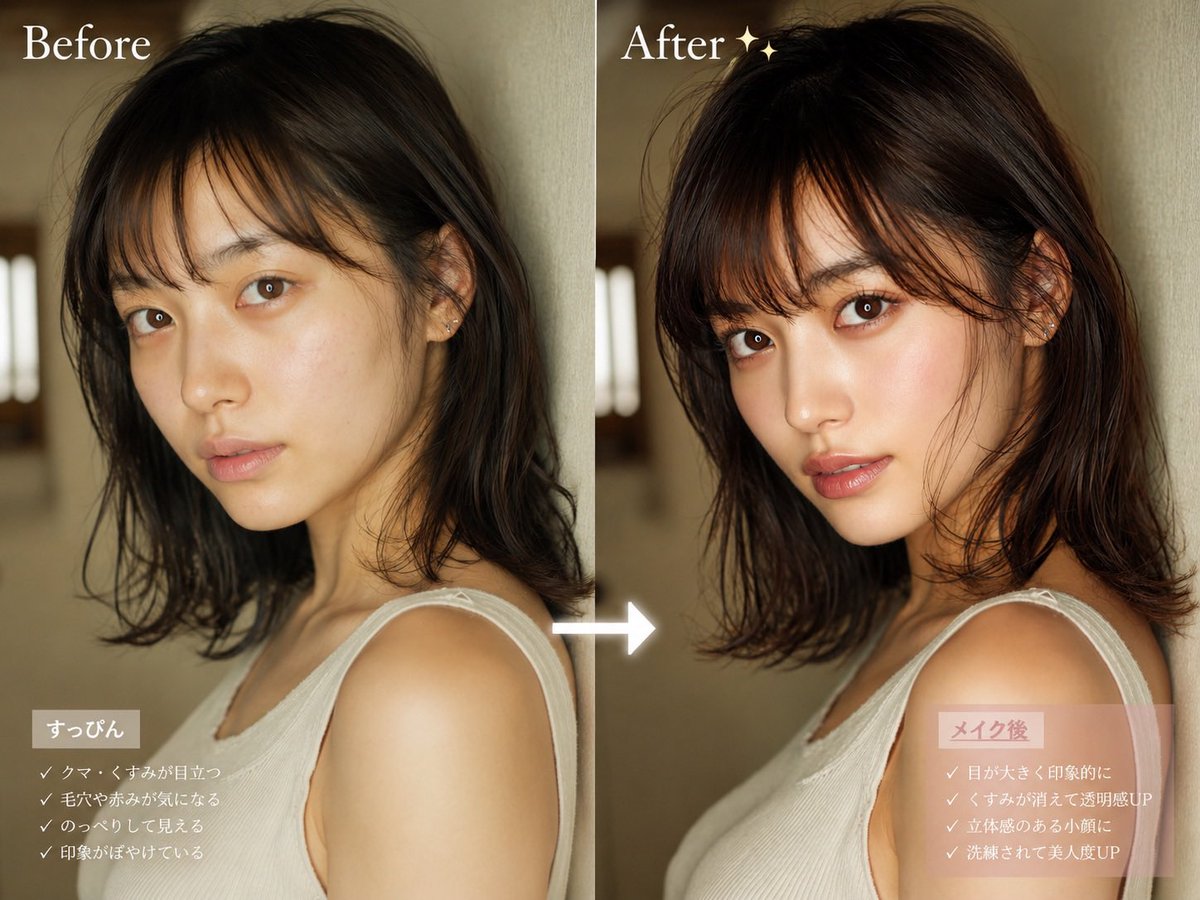 Before After Makeup Transformation - AI image template preview