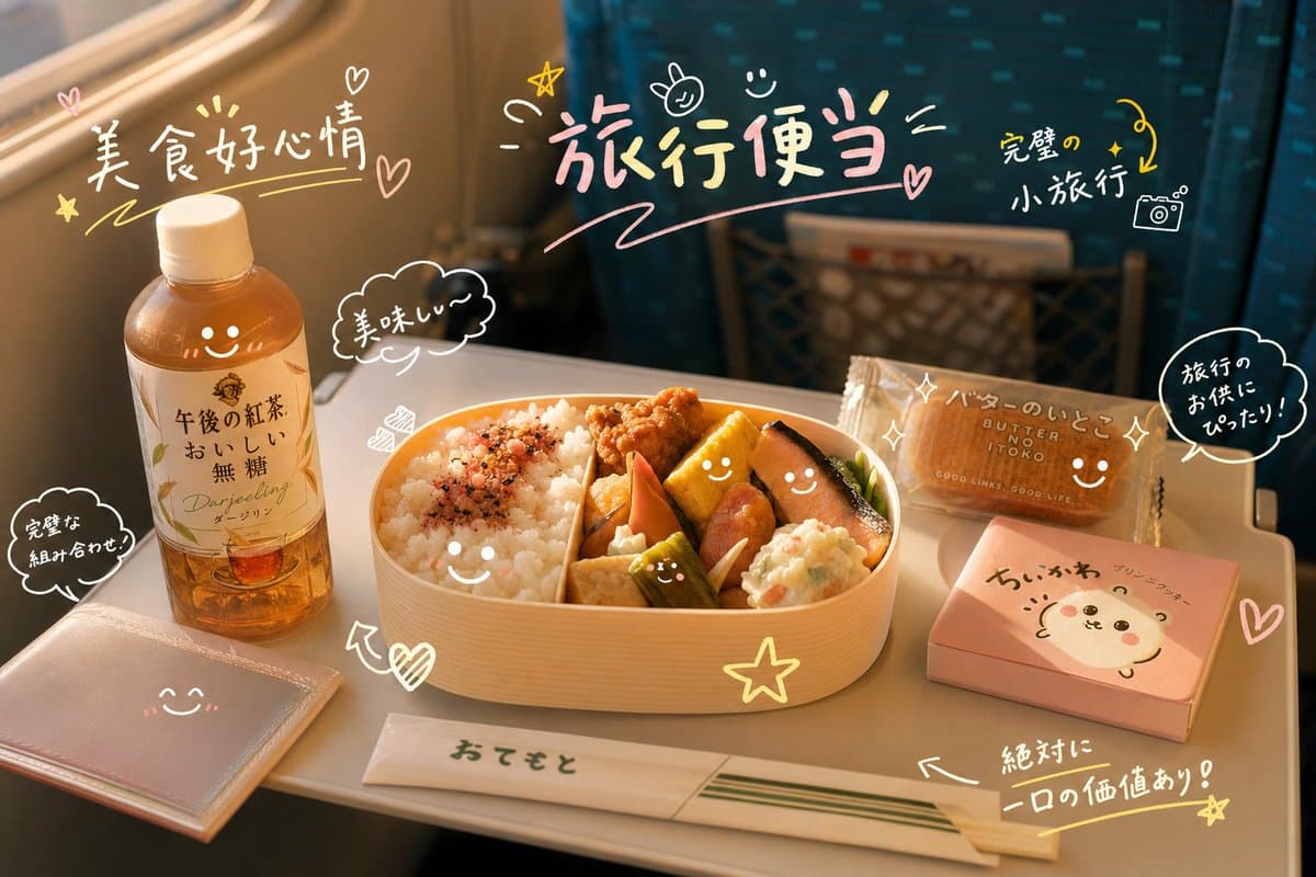Cute Doodle Train Bento Photo - AI image template preview