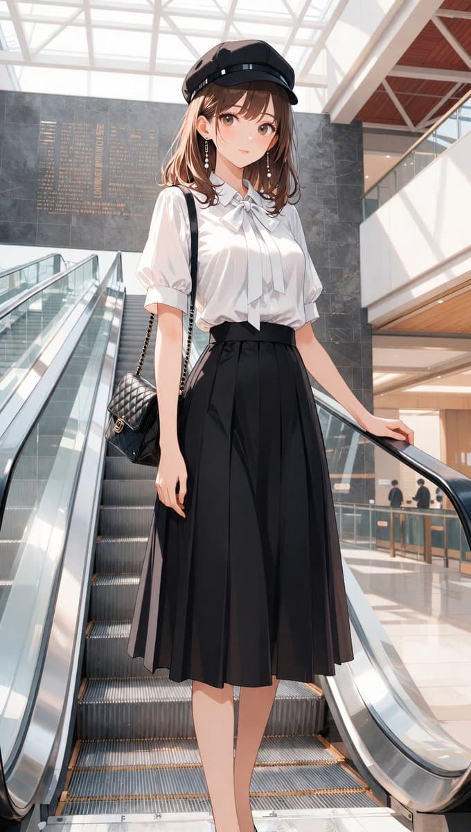 Anime Mall Escalator Fashion Portrait - AI image template preview