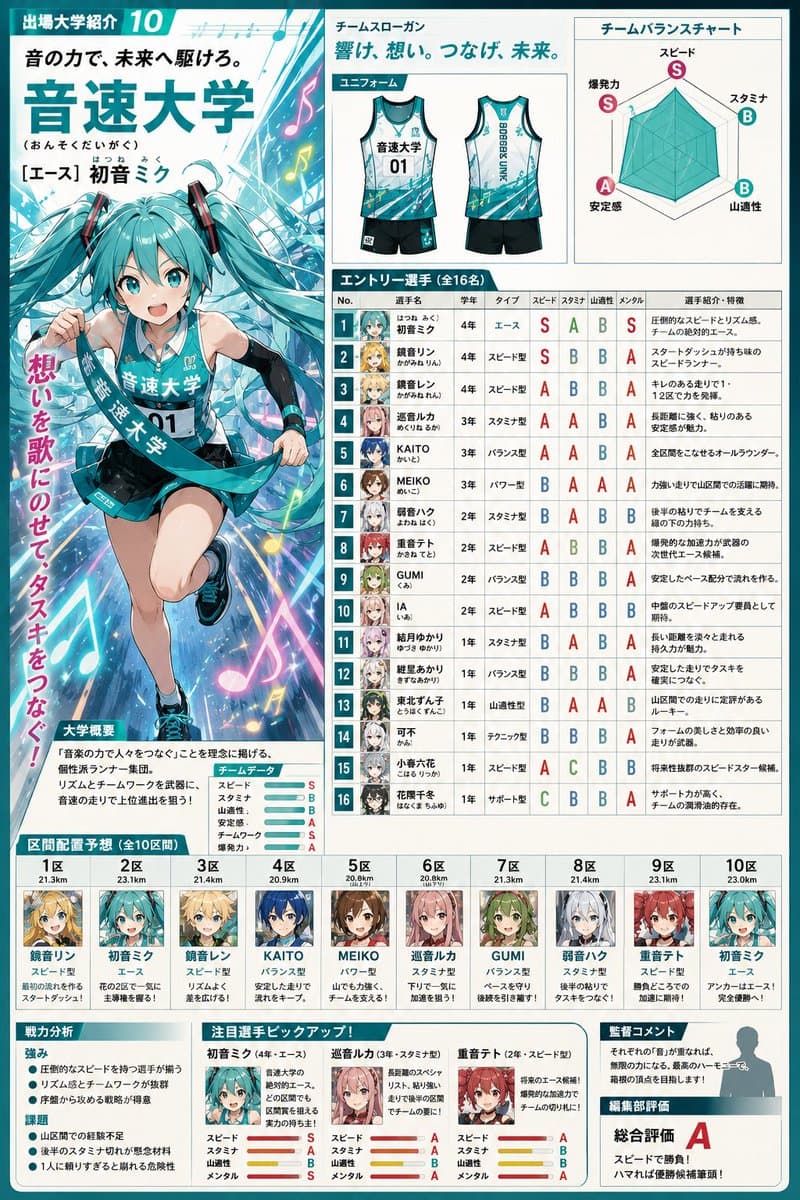 Anime Ekiden Magazine Team Profile - AI image template preview