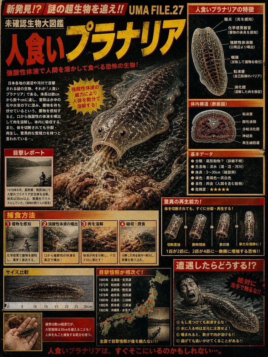 Retro Man-Eating Planaria Dossier - AI image template preview