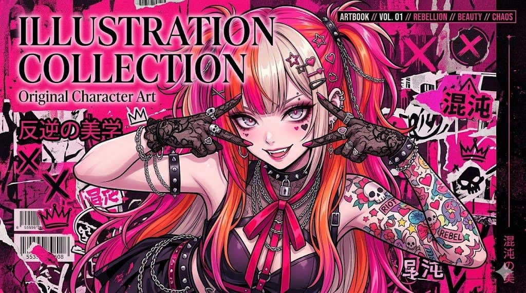 Punk Anime Artbook Cover - AI image template preview