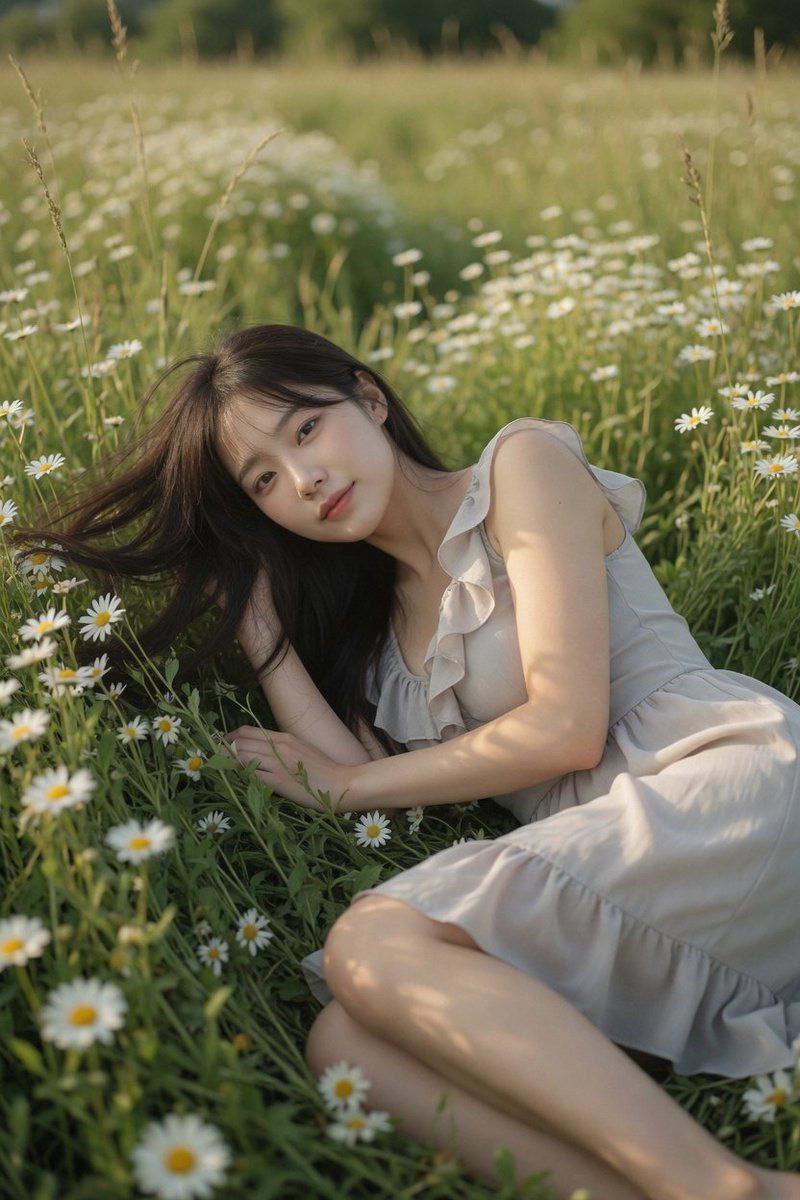 Daisy Field Cinematic Portrait - AI image template preview