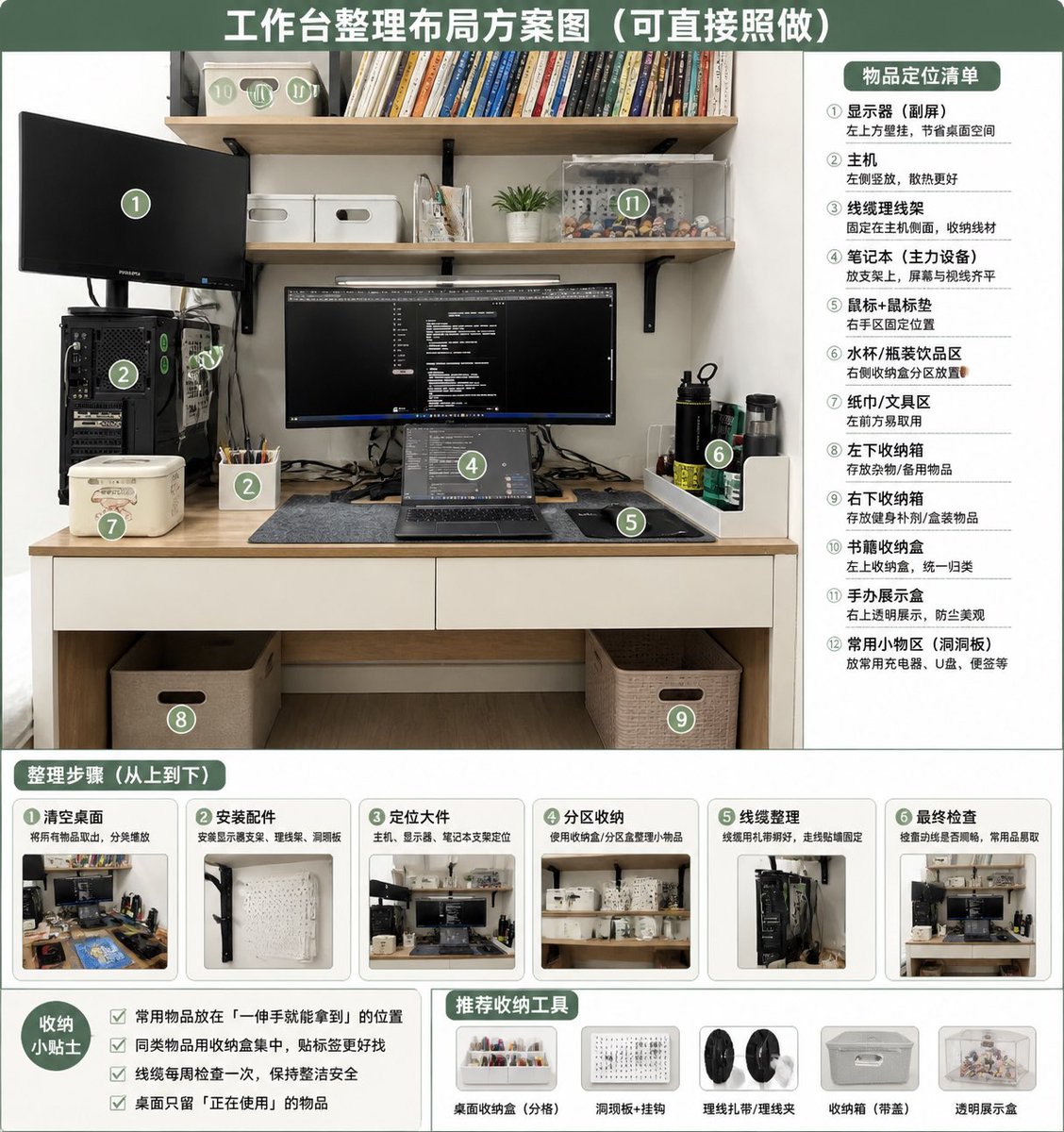 Desk Organization Layout Infographic - AI image template preview