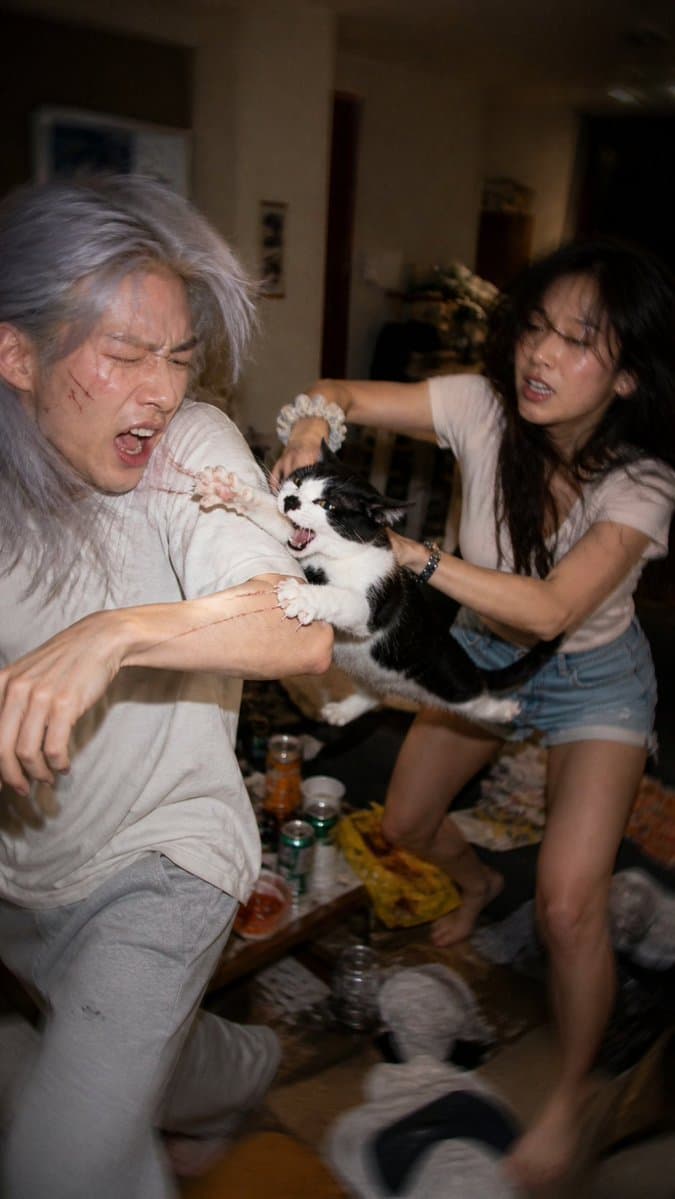 Chaotic Cat Flash Snapshot - AI image template preview