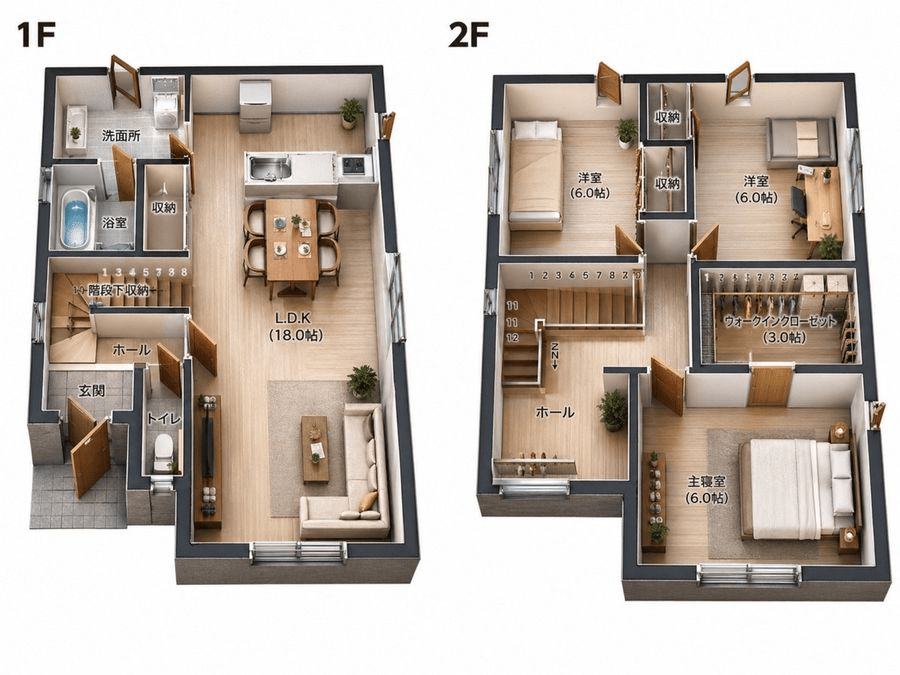 Two-Story Japanese House Floor Plan - AI image template preview
