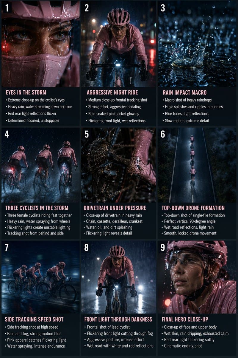 Night Rain Storyboard Infographic - AI image template preview