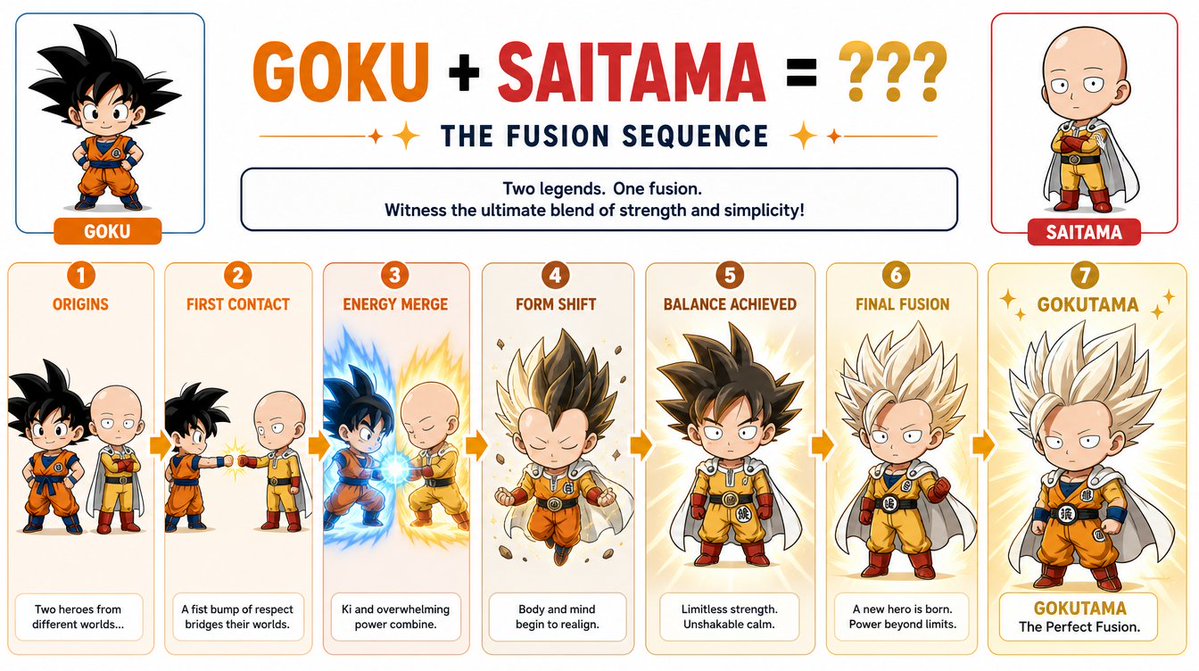Chibi Character Fusion Sequence - AI image template preview