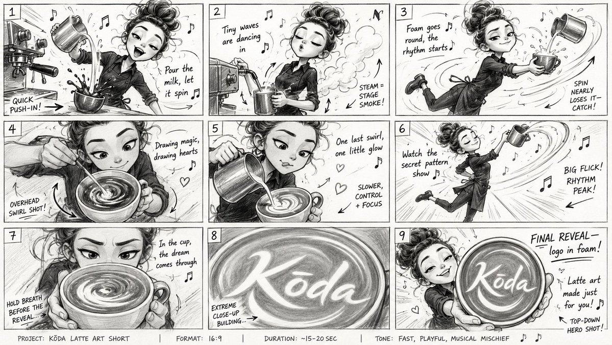 Latte Art Musical Storyboard - AI image template preview