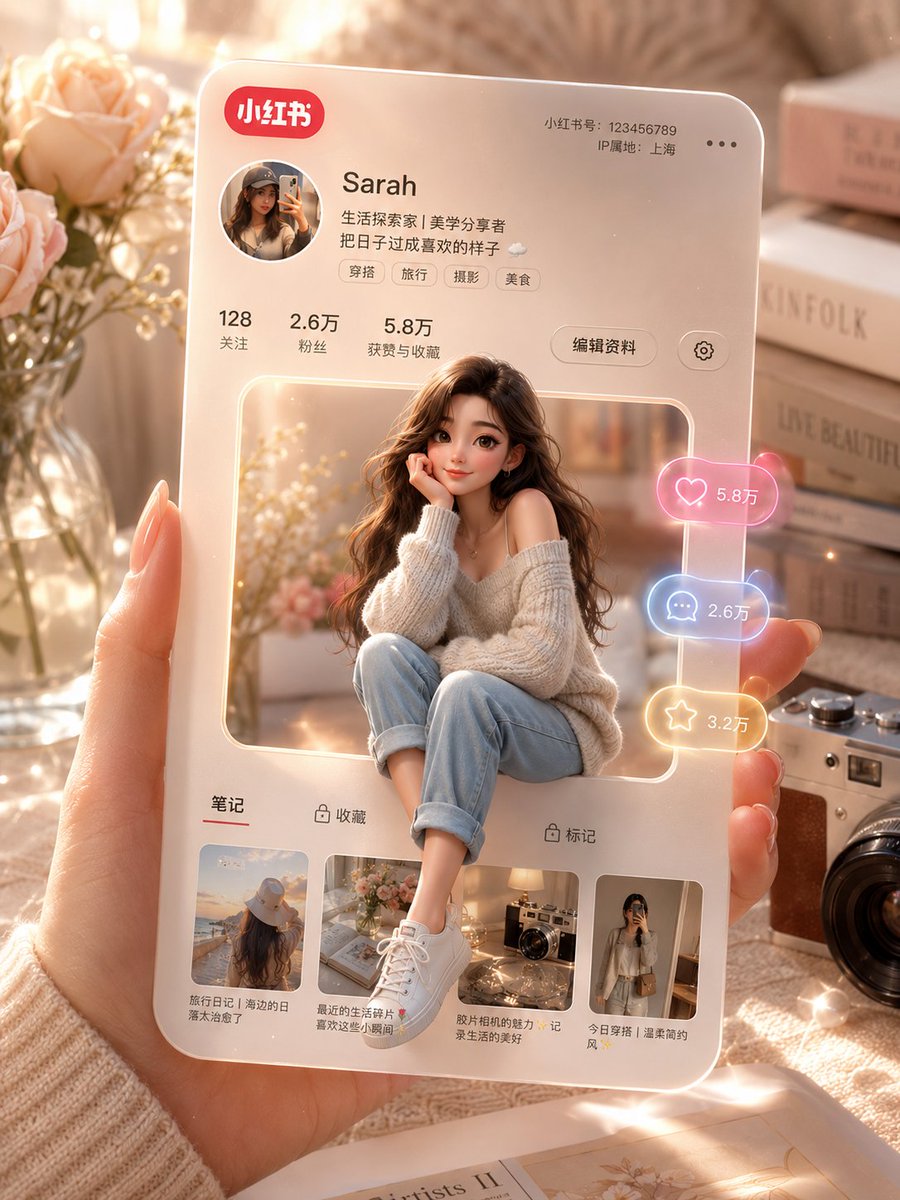 3D Social Media Profile Card - AI image template preview