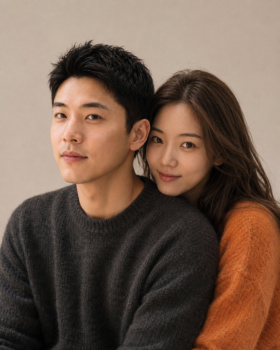 Korean Magazine Style Couple Portrait - AI image template preview