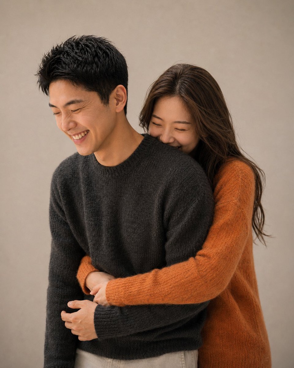 Korean Magazine Couple Portrait - AI image template preview