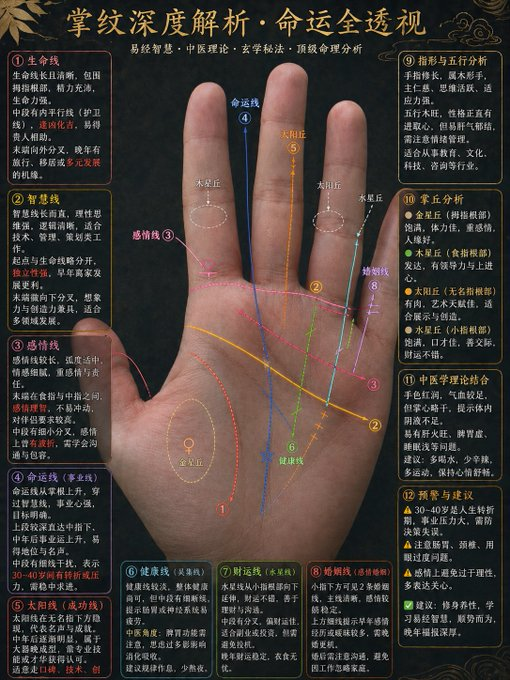 Traditional Palmistry Analysis Infographic - AI image template preview