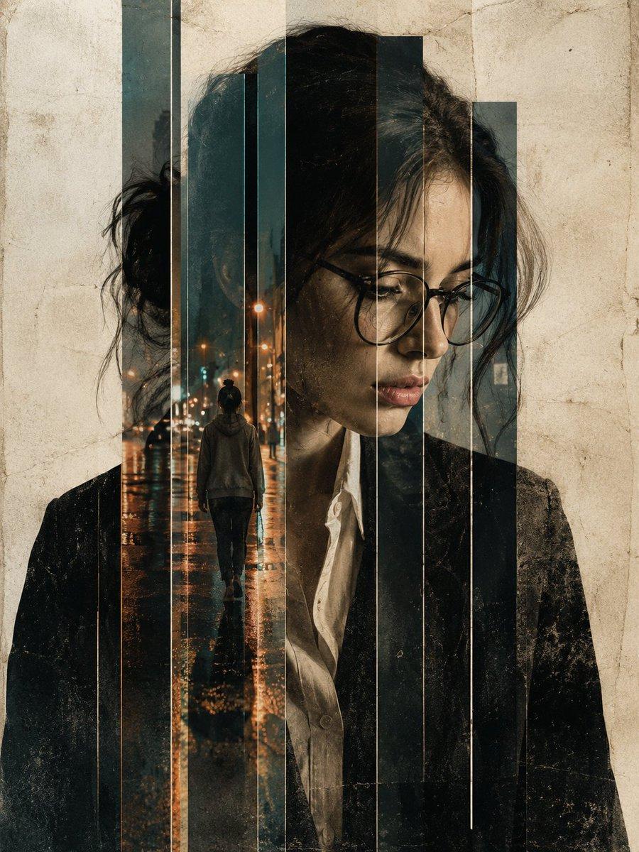 Double Exposure Editorial Portrait - AI image template preview
