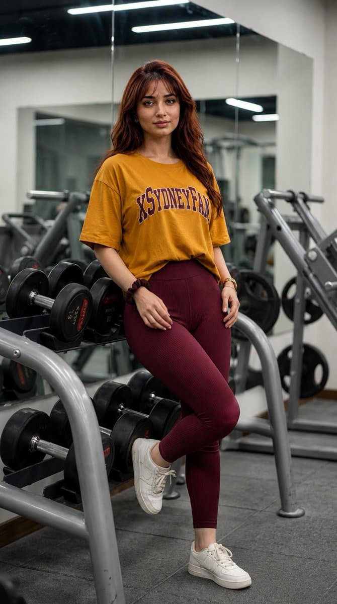 Gym Mirror Selfie Portrait - AI image template preview
