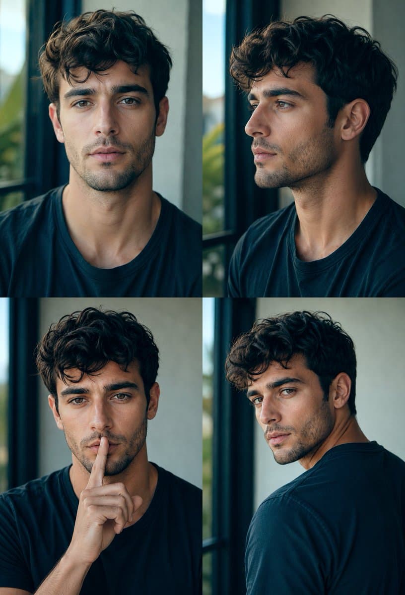 Four-Panel Male Hairstyle Reference - AI image template preview