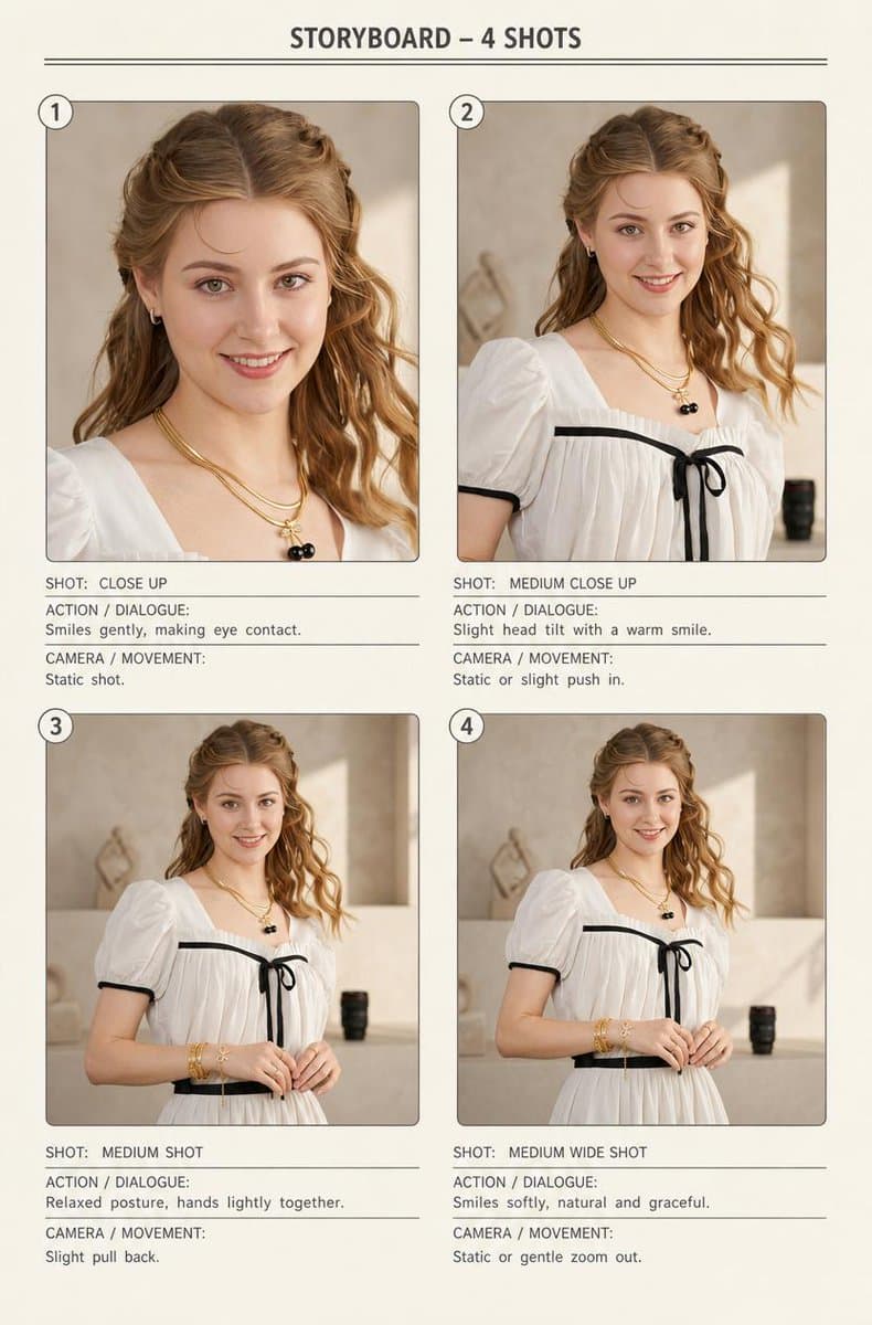 Four-Shot Fashion Storyboard - AI image template preview