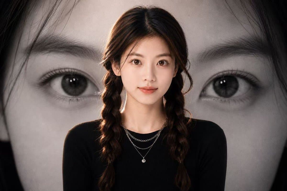 Black-and-White Eye Backdrop Portrait - AI image template preview