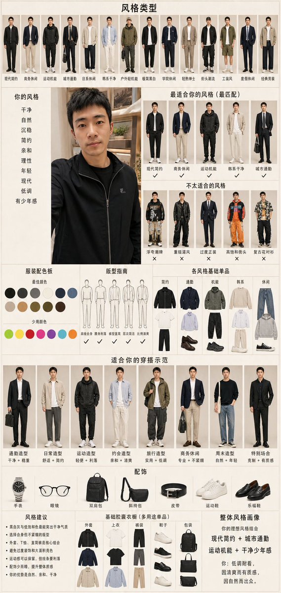 Men's Fashion Style Diagnosis Report - AI image template preview