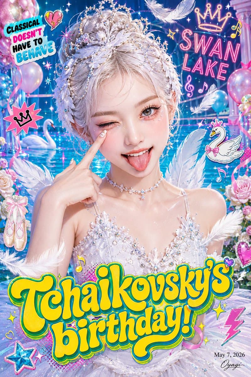 Pop Swan Lake Birthday Poster - AI image template preview