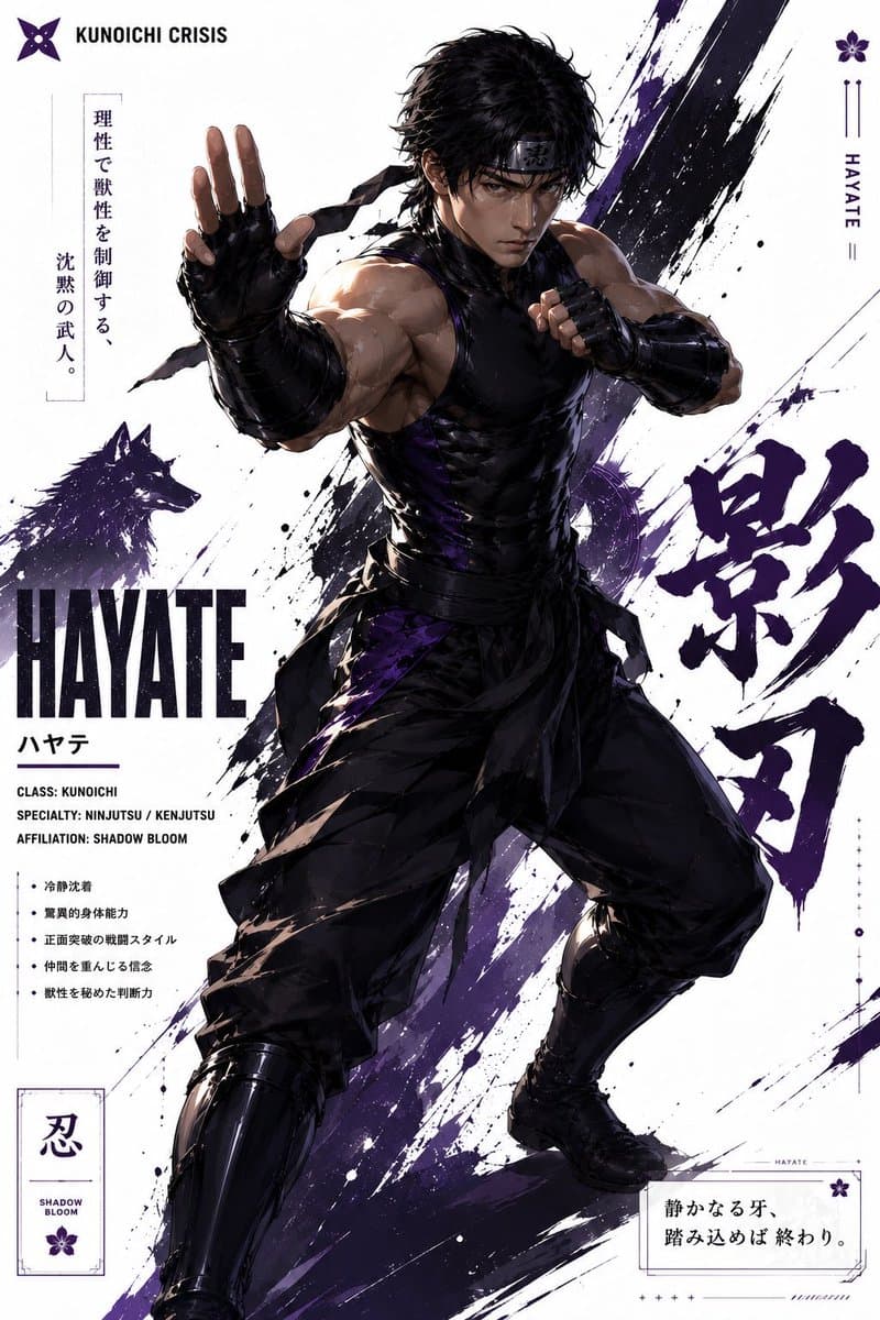 Hayate Ninja Character Poster - AI image template preview