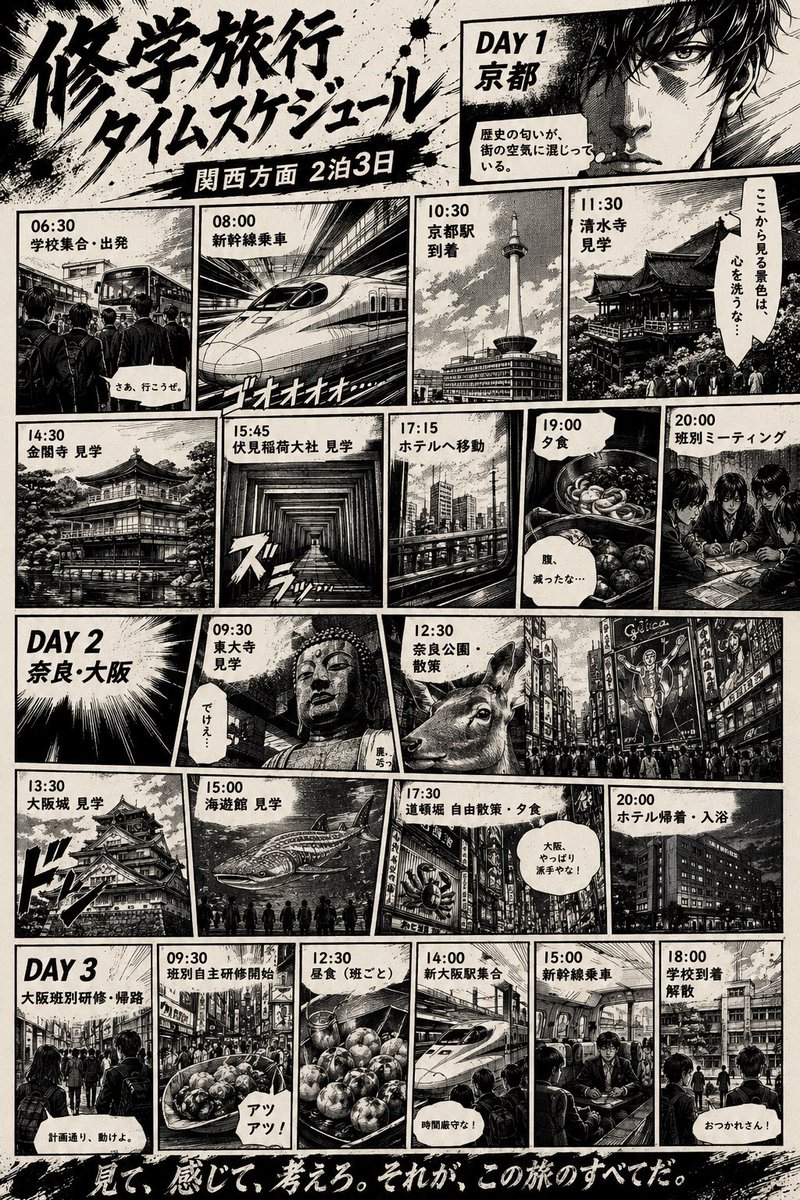 Manga School Trip Timetable - AI image template preview