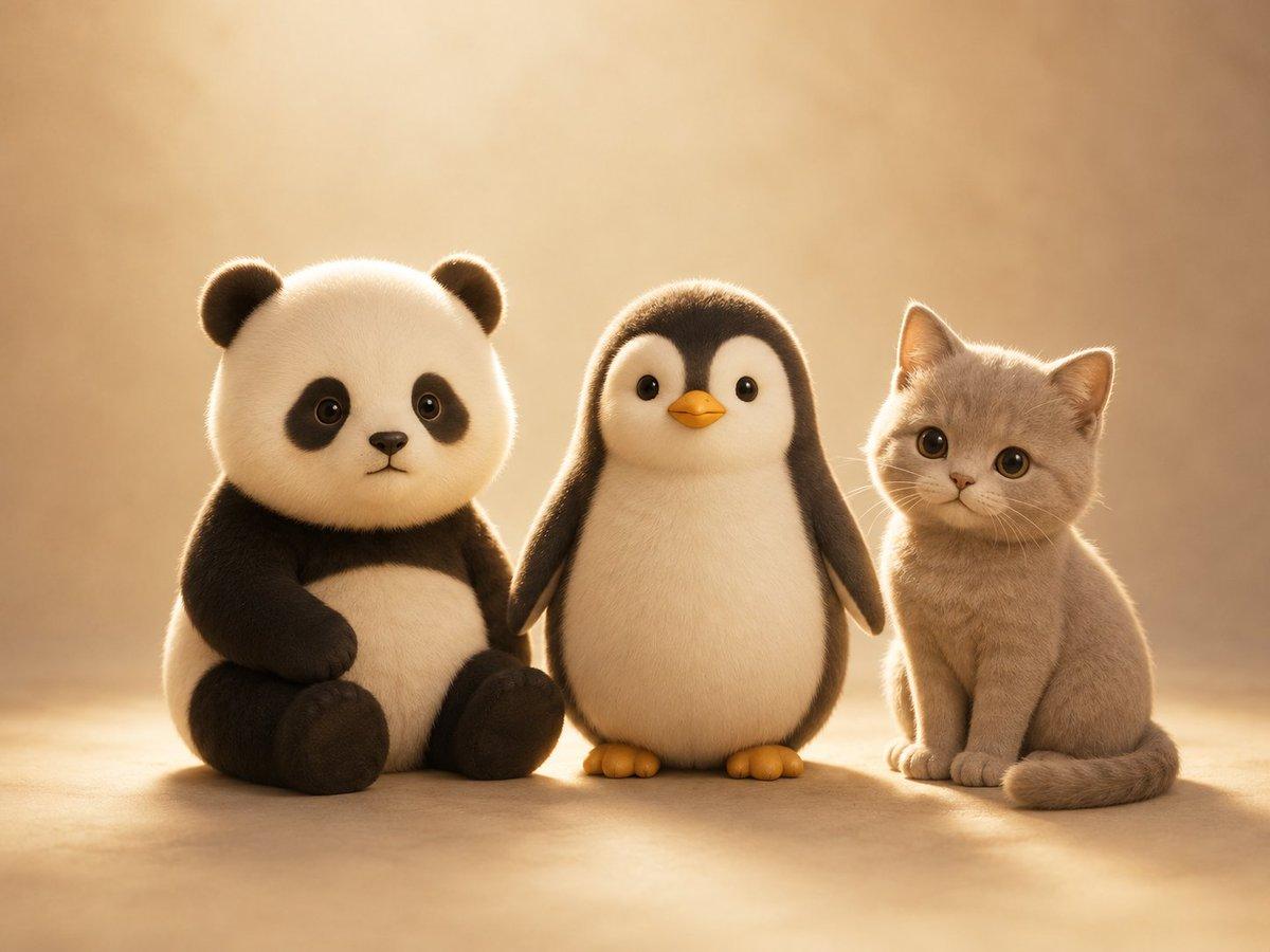 Cute Plush Animal Trio - AI image template preview