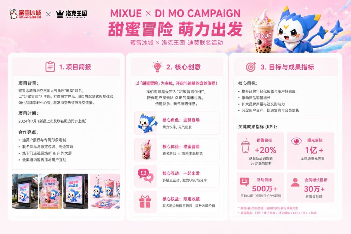 Mixue Di Mo Campaign Proposal Slide - AI image template preview