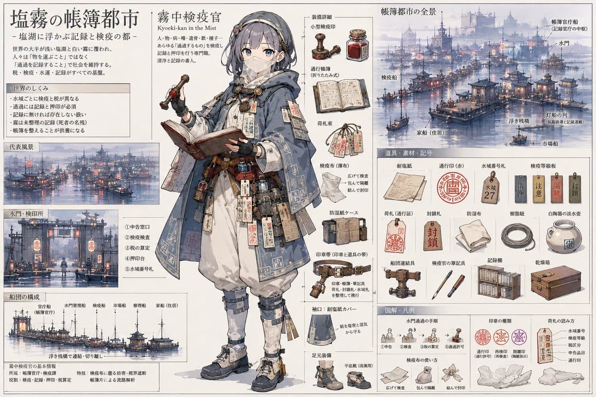 Salt Mist Ledger City Reference Sheet - AI image template preview