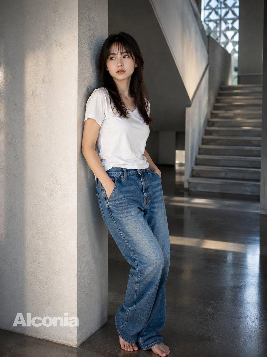 Modern Concrete Stairwell Portrait - AI image template preview