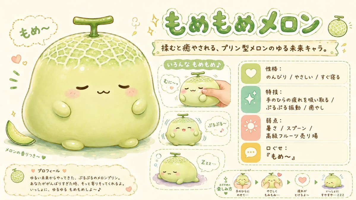 Kawaii Melon Mascot Character Sheet - AI image template preview