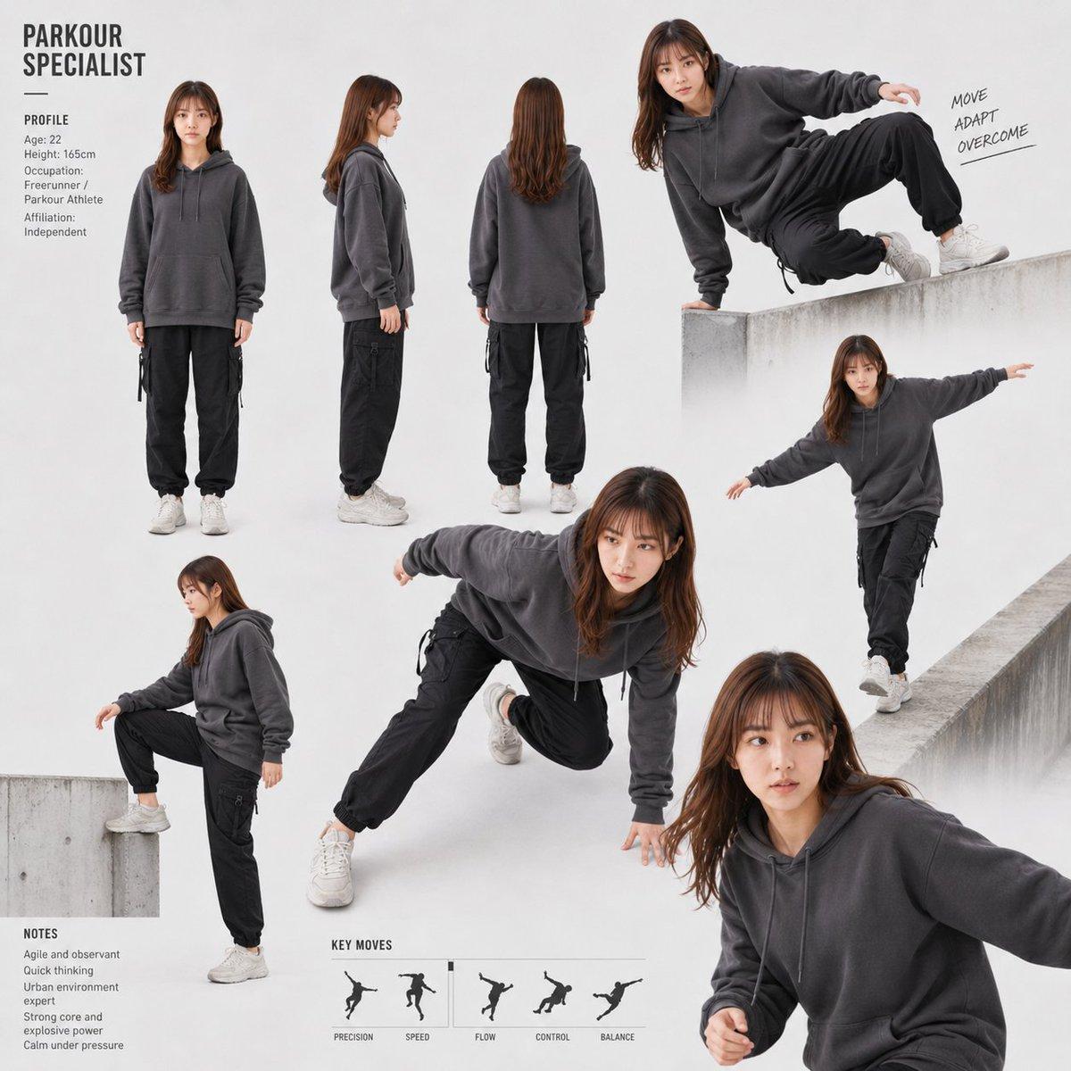 Parkour Specialist Montage Sheet - AI image template preview